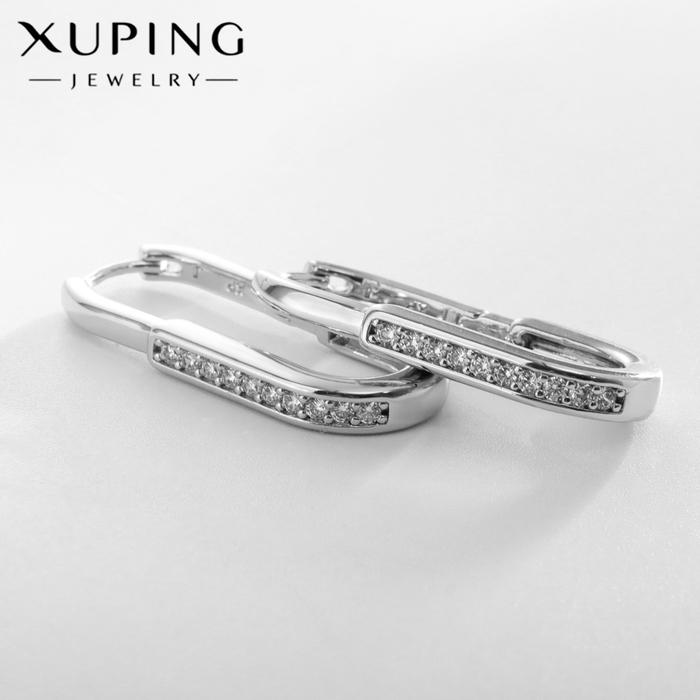 

Серьги со стразами XUPING прямоугольник истины, цвет белый в серебре