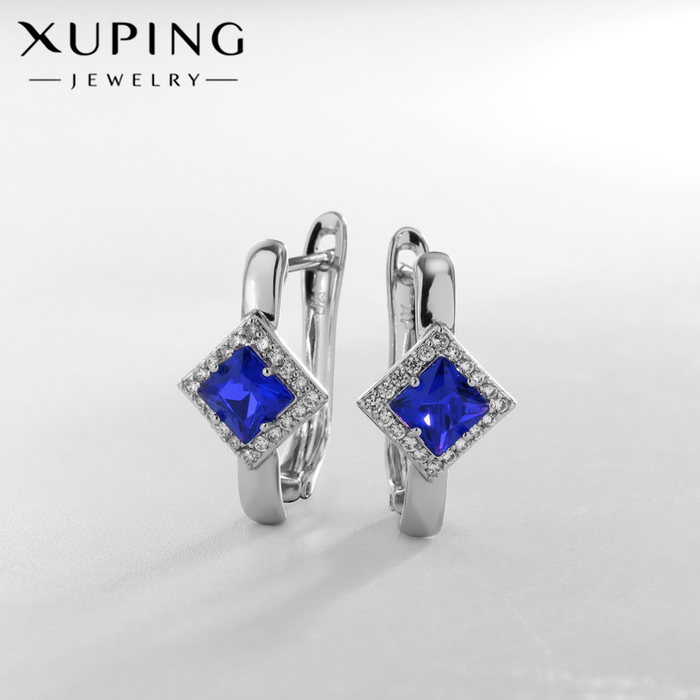 

Серьги со стразами XUPING рай, цвет синий в серебре