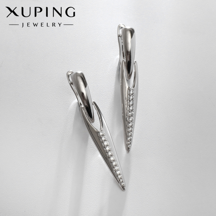 Серьги со стразами XUPING уникальность, белые в серебре - Фото 1