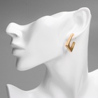 Серьги металл XUPING трапеция контур, цвет розовое золото - Фото 3