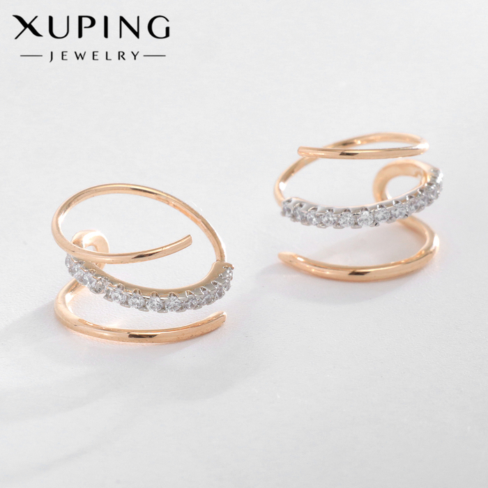 

Серьги со стразами XUPING спираль созидания, цвет белый в розовом золоте