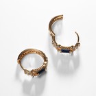 Серьги кольца с фианитом XUPING «Благородность», синие в розовом золоте, d=1.8 см - Фото 3