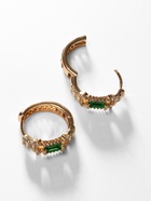 Серьги-кольца XUPING благородность, зелёные в розовом золоте, d=1.8 см - Фото 2