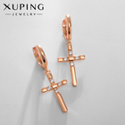 Серьги со стразами XUPING крест притягательность, белые в розовом золоте - Фото 1
