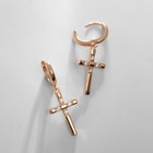 Серьги со стразами XUPING крест притягательность, белые в розовом золоте - Фото 3