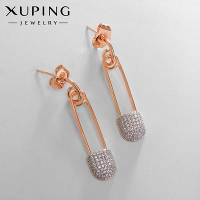 Серьги со стразами XUPING булавка искра, белые в розовом золоте