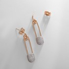 Серьги со стразами XUPING булавка искра, белые в розовом золоте - Фото 3