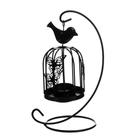 Металлический подсвечник-фонарь на 1 свечу «Клетка с птичкой», чёрный, 23×10×10 см - Фото 3