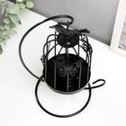 Металлический подсвечник-фонарь на 1 свечу «Клетка с птичкой», чёрный, 23×10×10 см - Фото 6