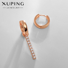 Серьги со стразами  XUPING открытие, цвет белый в розовом золоте 10453386 - фото 13429960