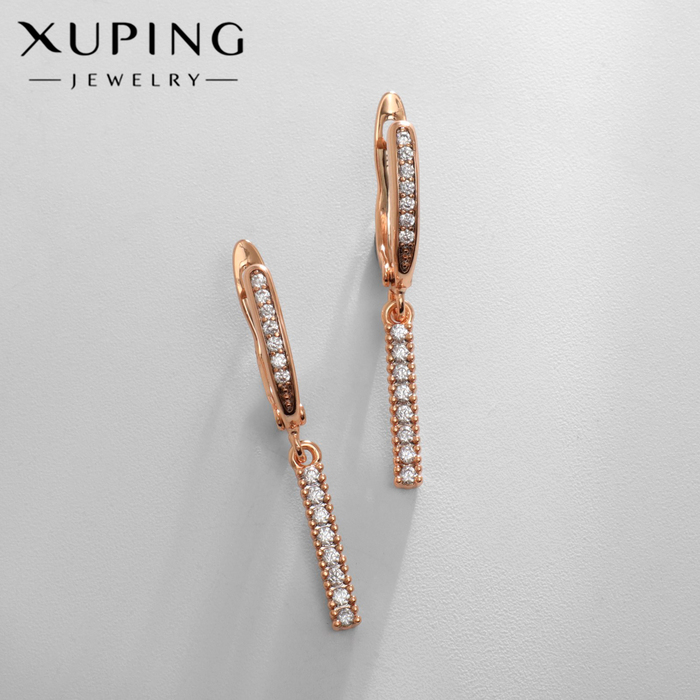 

Серьги со стразами XUPING подвески малые, цвет белый в розовом золоте
