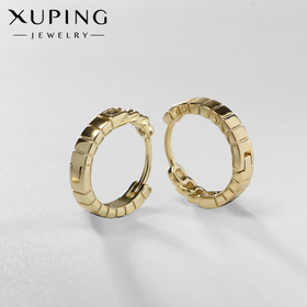 Серьги-кольца XUPING фортуна, цвет белый в золоте, d=1,5 см