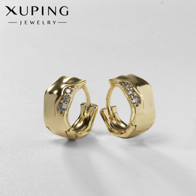 Серьги-кольца XUPING завитки, цвет белый в золоте, d=1,4 см