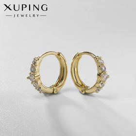 Серьги-кольца XUPING звёздная пыль, цвет белый в золоте, d=1,3 см