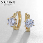 Серьги кольца с фианитом XUPING «Дежавю», белые в золоте, d=1.3 см 10453419 - фото 3204624