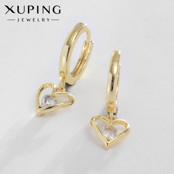 

Серьги со стразами XUPING сердце в контуре, цвет белый в золоте