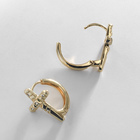 Серьги со стразами XUPING крест преображение, белые в золоте - Фото 3