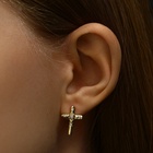 Серьги со стразами XUPING крест преображение, белые в золоте - Фото 2
