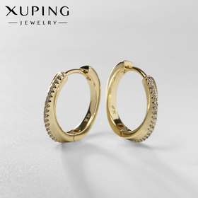 Серьги-кольца XUPING сияние, классика, цвет белый в золоте, d=1,8 см