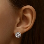 Серьги со стразами XUPING пусеты солнце, цвет белый в золоте 10453438