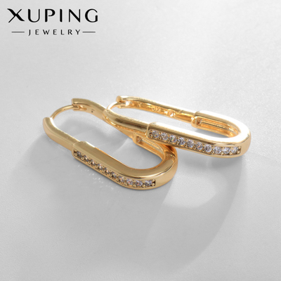 Серьги со стразами XUPING признание, дорожка, белые в золоте