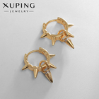 Серьги кольца XUPING шипы, белые в золоте, d=2 см 10453449 - фото 3204672