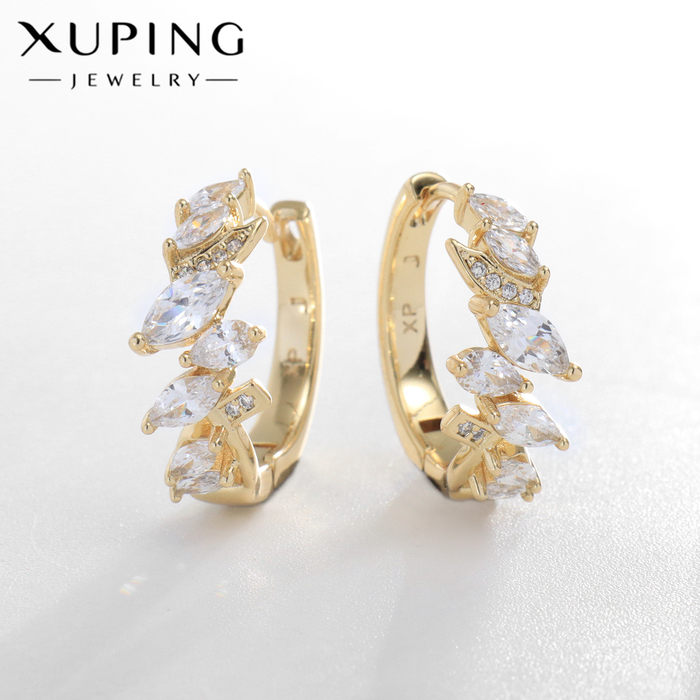 

Серьги-кольца XUPING диадема, цвет белый в золоте, d=2 см