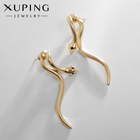 Серьги со стразами XUPING змейка, цвет чёрный в золоте - Фото 1