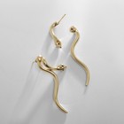 Серьги со стразами XUPING змейка, цвет чёрный в золоте - Фото 2