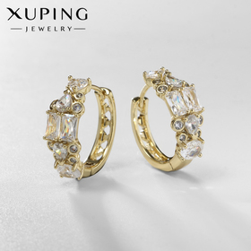 Серьги-кольца XUPING императрица, яркие, цвет белый золоте