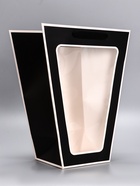 Пакет - переноска для цветов 18×14×35×28 см, чёрный с каймой - Фото 1