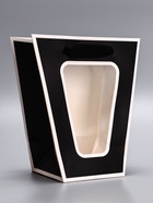 Пакет - переноска для цветов 10×10×20×18 см, чёрный с каймой - Фото 2