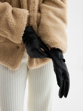 Перчатки женские, безразмерные, с утеплителем, чёрные