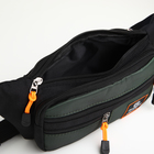 Поясная сумка на молнии, 3 наружных кармана, цвет зелёный/чёрный - фото 12150343