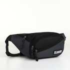 Поясная сумка на молнии, 3 наружных кармана, цвет серый/чёрный - фото 12150354