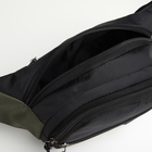Поясная сумка на молнии, 3 наружных кармана, цвет зелёный/чёрный - фото 12150363