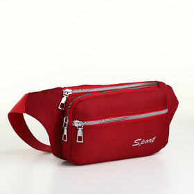 Поясная сумка на молнии, 2 наружных кармана, цвет красный