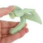 Прорезыватель силиконовый для зубов с щеточкой Крошка Я «Лебедь», на присоске, зелёный - Фото 3