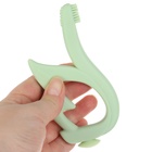 Прорезыватель силиконовый для зубов с щеточкой Крошка Я «Лебедь», на присоске, зелёный - Фото 2