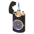 Зажигалка газовая для курения c часами, металлическая, пьезо, режим турбо, 7.2×3.9×1.8 см - Фото 3