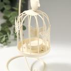 Металлический подсвечник-фонарь на 1 свечу «Клетка с птичкой», белая, 23×10×10 см - Фото 2