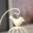 Металлический подсвечник-фонарь на 1 свечу «Клетка с птичкой», белая, 23×10×10 см - Фото 3