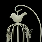 Металлический подсвечник-фонарь на 1 свечу «Клетка с птичкой», белая, 23×10×10 см - Фото 4