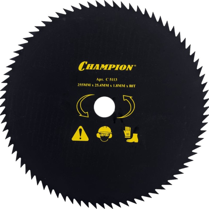 Нож для триммера CHAMPION C5113, с остроугольными зубцами, 80 зубьев, 255×25.4 мм - Фото 1
