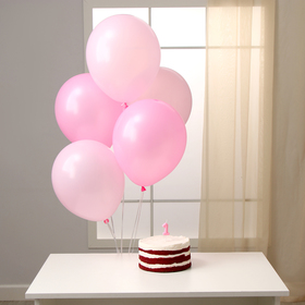 Набор свеча в торт + 5 шаров, цифра 1, розовая