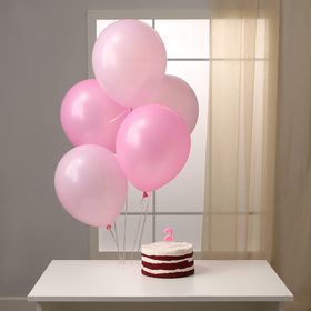 Набор свеча в торт + 5 шаров, цифра 2, розовая