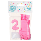 Свеча для торта, цифра 2 + воздушные шары, 5 шт., розовый - Фото 4