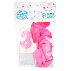 Свеча для торта, цифра 3 + воздушные шары, 5 шт., розовый - Фото 4