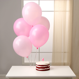 Набор свеча в торт + 5 шаров, цифра 4, розовая
