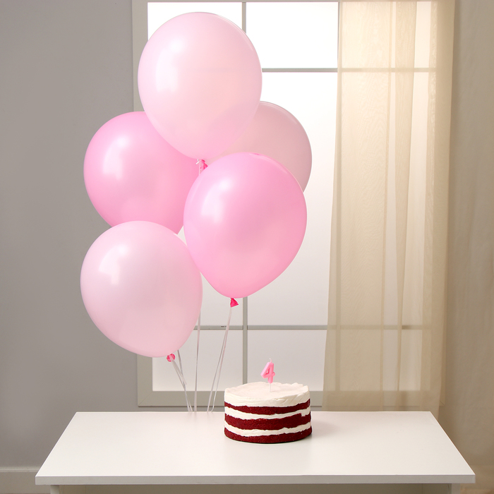Набор свеча в торт + 5 шаров, цифра 4, розовая свеча в торт акварель цифра 4 5 5 см